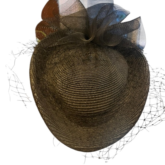 Vintage Fascinator Black Women\'s Hat Straw with Netting main image 5